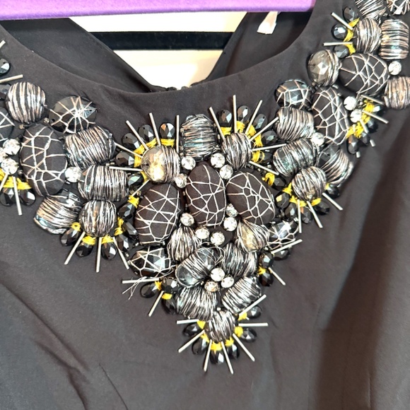 Esley Black Beaded Mini Dress Size Medium Embellished Rhinestone Sequins GORG!!! - Picture 1 of 4